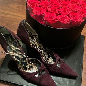 Dolce & Gabbana Purple Heels with Animal Print Strap
